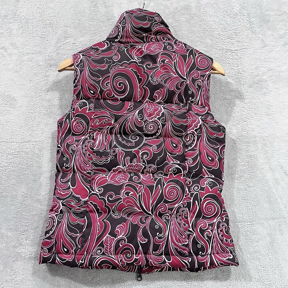 Athleta Down Filled Puffer Vest Womens XS Coat Paisley Puffer Pink Winter Floral - Picture 2 of 11